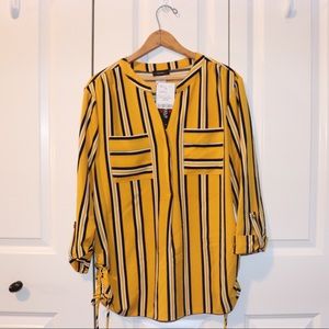 Striped black and yellow blouse